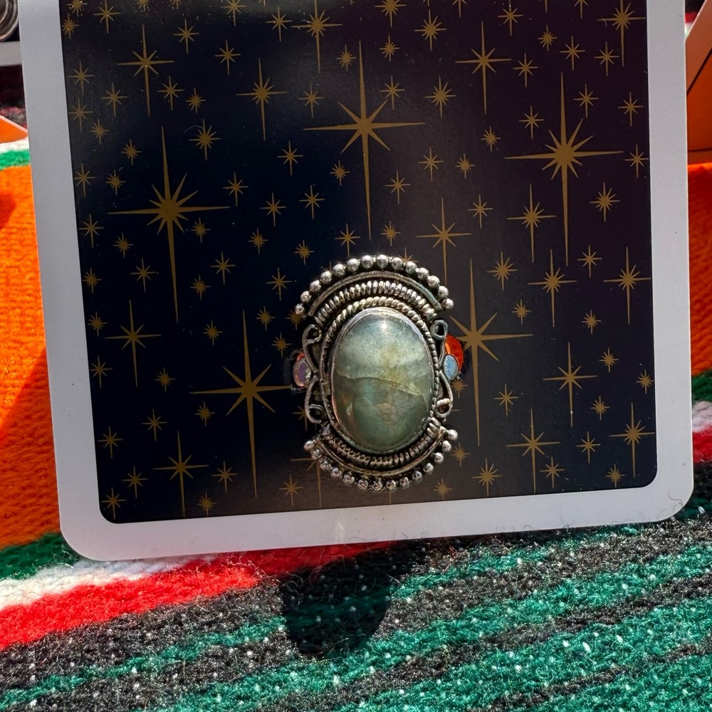 Silver & Laboradite ring